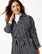Marks & Spencer Striped Long Sleeve Shirt Dress Navy Mix