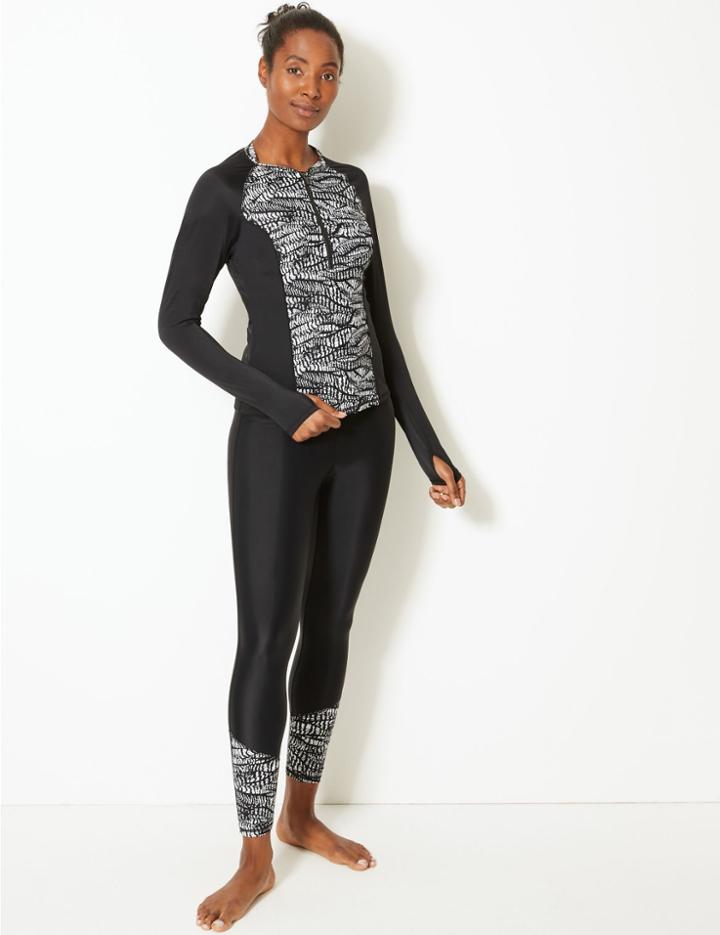 Marks & Spencer Monochrome Print Swim Leggings Black Mix