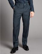 Marks & Spencer Checked Tailored Fit Wool Trousers Denim