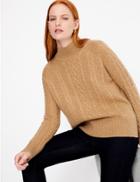 Marks & Spencer Pure Cashmere Relaxed Fit Cable Knit Jumper Camel