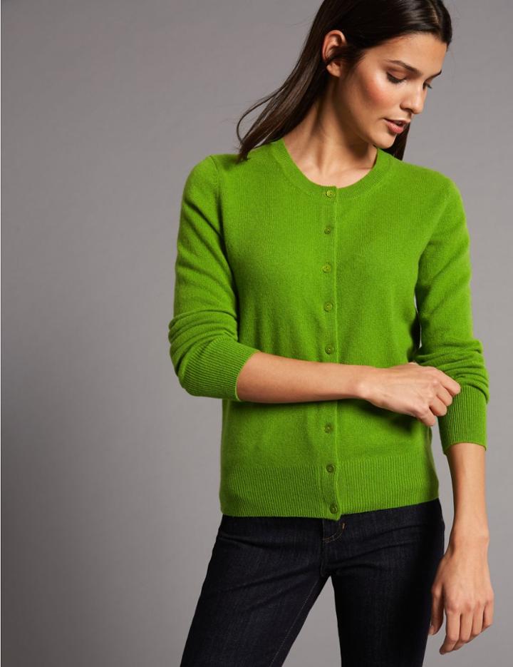 Marks & Spencer Pure Cashmere Button Through Cardigan Grass