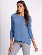 Marks & Spencer Hanky Hem Long Sleeve Jersey Top Denim