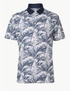 Marks & Spencer Pure Cotton Palm Leaf Print Polo Shirt White Mix