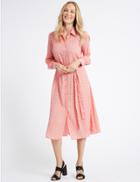 Marks & Spencer Printed Longline Shirt Midi Dress Rust Mix