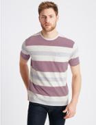 Marks & Spencer Pure Cotton Striped Top Pink
