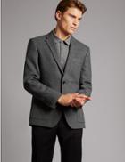 Marks & Spencer Wool Blend Tailored Fit 2 Button Jacket Charcoal Mix