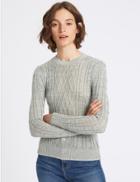 Marks & Spencer Textured Metallic Cable Knit Jumper Silver