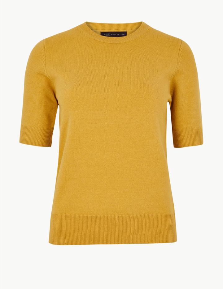 Marks & Spencer Cashmilon™ Textured Round Neck Jumper Honey