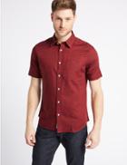 Marks & Spencer Linen Rich Slim Fit Shirt With Pocket Sunset