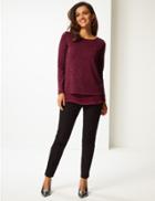 Marks & Spencer Sparkly Round Neck Long Sleeve Tunic Berry