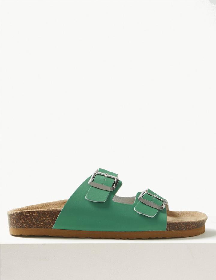 Marks & Spencer Suede Flatform Mule Sandals Green