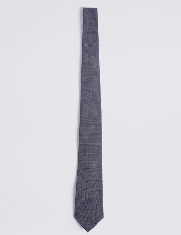 Marks & Spencer Silk Blend Textured Tie Grey