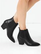 Marks & Spencer Block Heel Pointed Toe Chelsea Ankle Boots Black