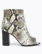 Marks & Spencer Animal Print Block Heel Peep Toe Ankle Boots Grey Mix