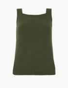Marks & Spencer Pure Cotton Square Neck Jumper Hunter Green