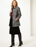 Marks & Spencer Wool Blend Checked Peacoat Black Mix