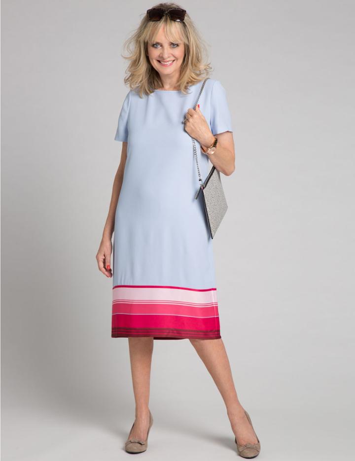 Marks & Spencer Striped Hem Tunic Dress Blue Mix