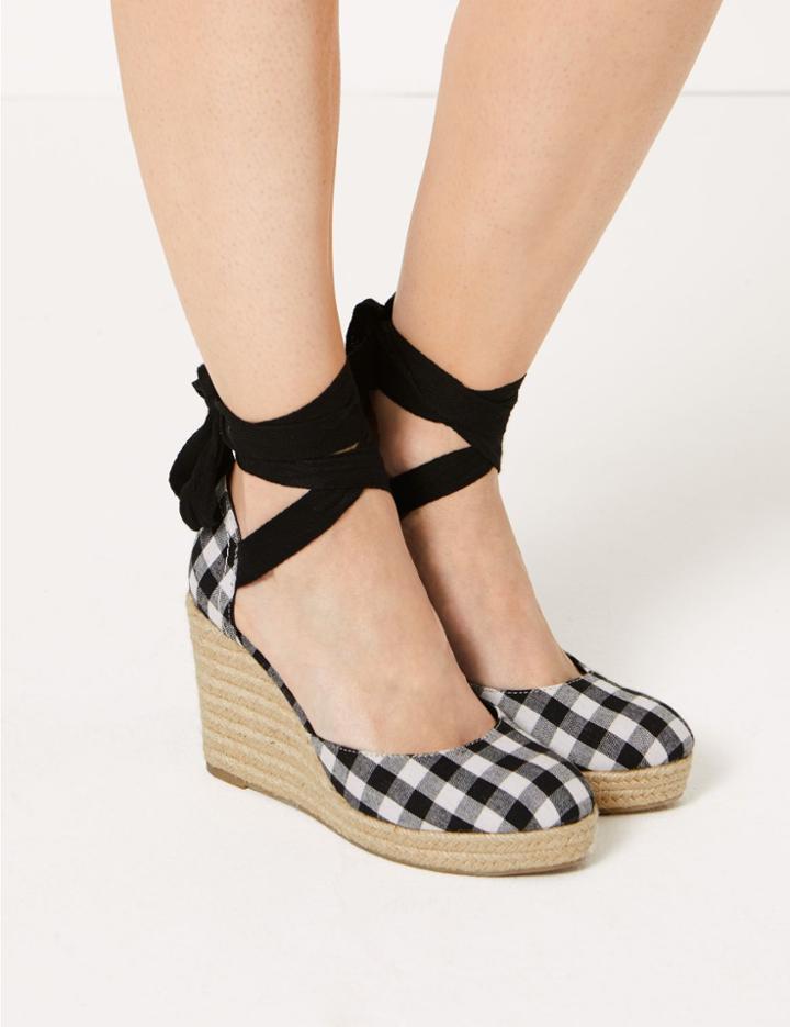 Marks & Spencer Wedge Heel Espadrille Sandals Black Mix