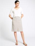 Marks & Spencer Pure Cotton Striped Skirt Neutral