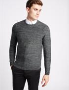 Marks & Spencer Pure Cotton Textured Slim Fit Jumper Dark Grey Mix