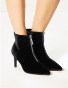 Marks & Spencer Extra Wide Fit Velvet Stiletto Ankle Boots Black