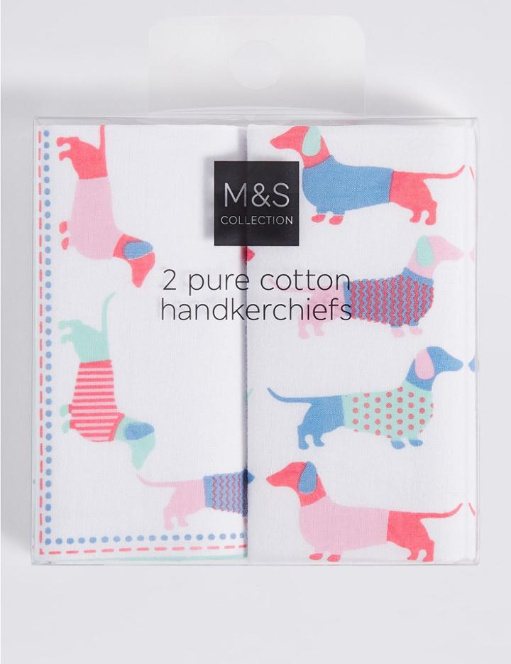 Marks & Spencer Pure Cotton Handkerchiefs White Mix