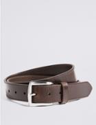 Marks & Spencer Leather Rectangular Buckle Casual Belt Brown
