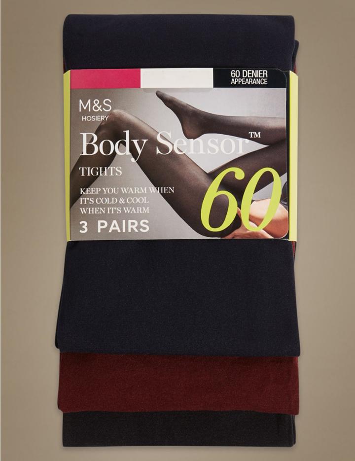 Marks & Spencer 3 Pair Pack 60 Denier Body Sensor&trade; Opaque Tights Claret