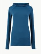 Marks & Spencer Quick Dry Hooded Long Sleeve Top Midnight