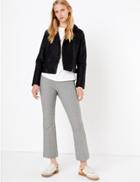Marks & Spencer Checked Cropped Kick Flare Trousers Black Mix