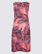 Marks & Spencer Linen Blend Printed Tunic Dress Pink Mix