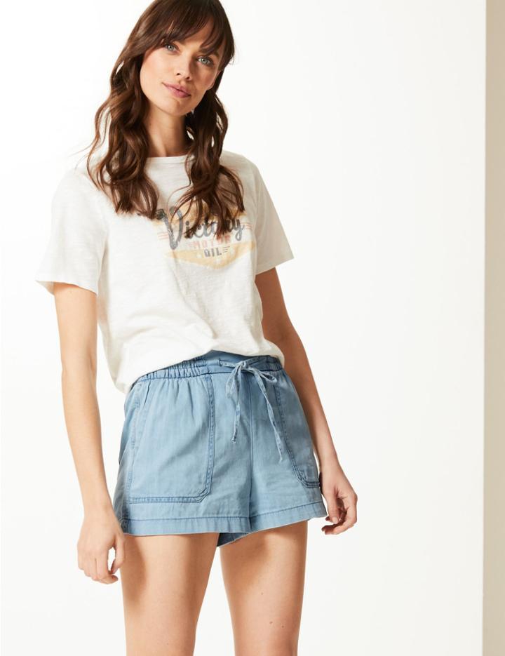 Marks & Spencer Light Weight Denim Shorts Light Indigo