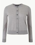 Marks & Spencer Pure Merino Wool Textured Cardigan Grey