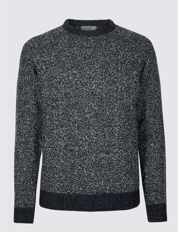 Marks & Spencer Cable Knit Jumper Navy Mix