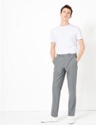 Marks & Spencer Slim Fit Check Trousers Light Grey