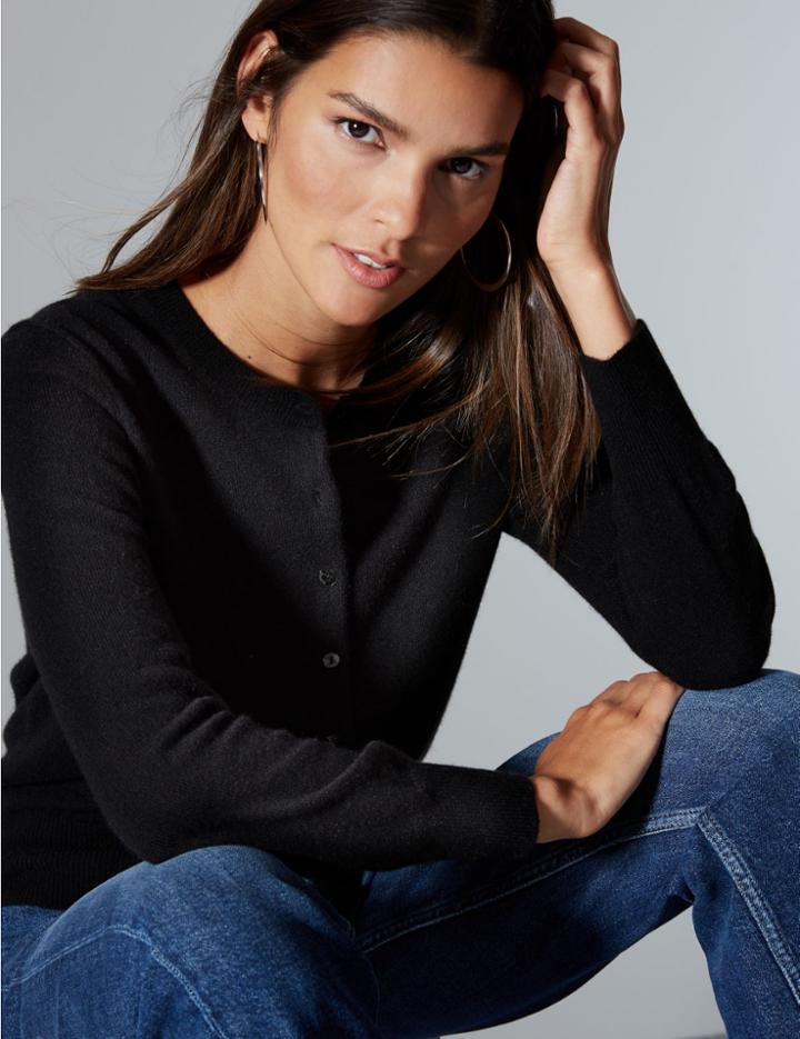 Marks & Spencer Pure Cashmere Round Neck Cardigan Black
