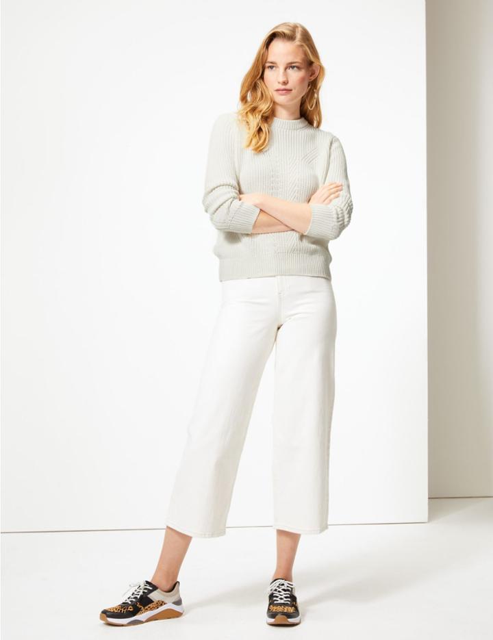 Marks & Spencer Pure Cotton Textured Jumper Cream