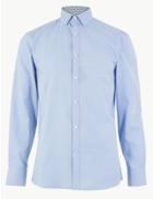 Marks & Spencer Skinny Fit Collar Bug Print Shirt Blue Mix
