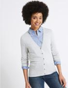 Marks & Spencer V-neck Long Sleeve Cardigan Grey Marl