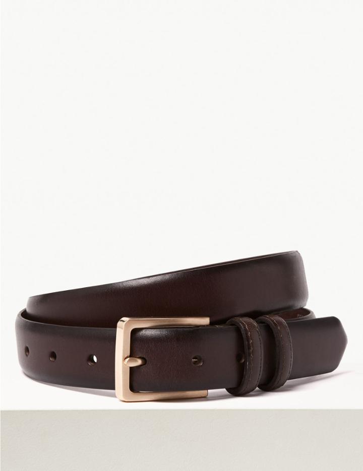 Marks & Spencer Italian Leather Slim Width Belt Mocha