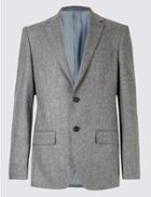Marks & Spencer Pure Wool Harringbone Jacket Light Grey