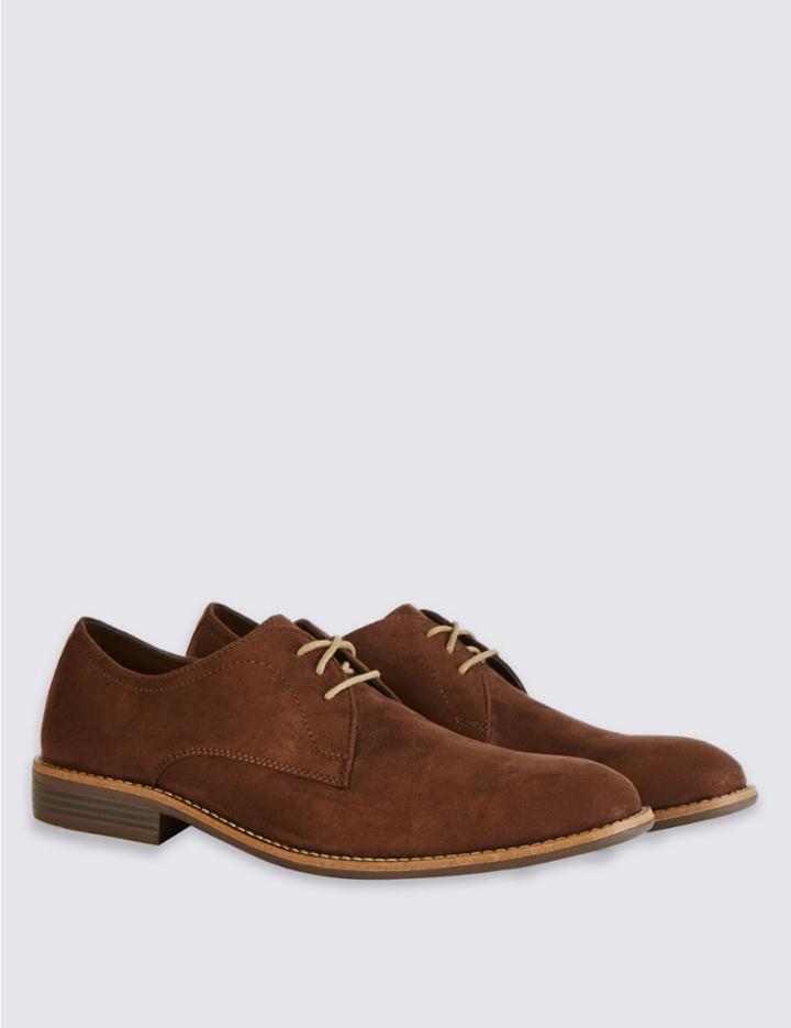 Marks & Spencer Suedette Lace-up Shoes Brown