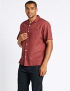Marks & Spencer Linen Rich Shirt With Pocket Coral