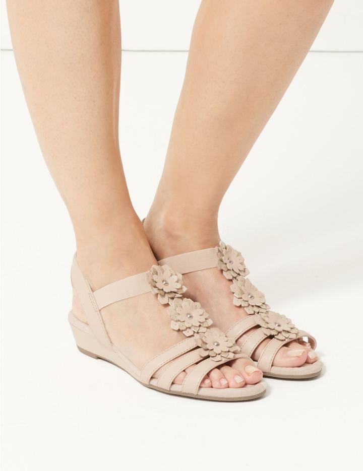 Marks & Spencer Leather Wedge Heel Gladiator Sandals Alabaster