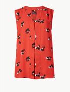 Marks & Spencer Floral Print Shell Top Red Mix