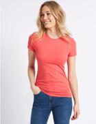 Marks & Spencer Cotton Rich Round Neck Short Sleeve T-shirt With Stretch Red