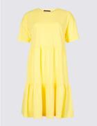 Marks & Spencer Pure Cotton Half Sleeve Tunic Dress Yellow