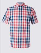 Marks & Spencer Pure Cotton Checked Shirt Bright Pink
