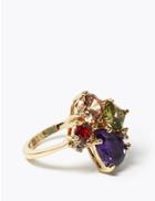 Marks & Spencer Gold Plated Gem Cluster Ring Gold Mix