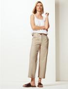 Marks & Spencer Pure Cotton Wide Leg Cropped Trousers Ecru